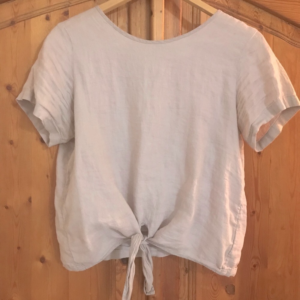 Pale Pink Linen Tie Top